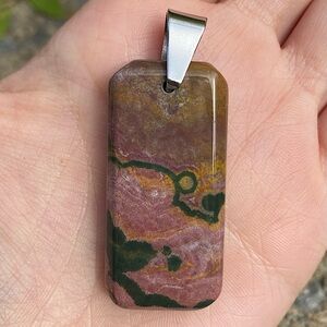 Ocean jasper Rectangular Pendant necklace